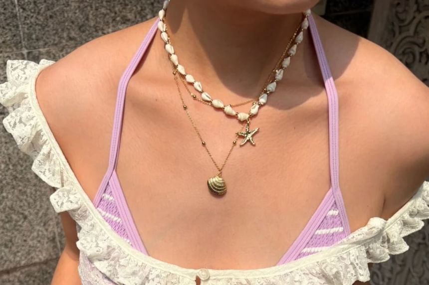 Chain Station Shell Pendant + Necklace Set: Starfish