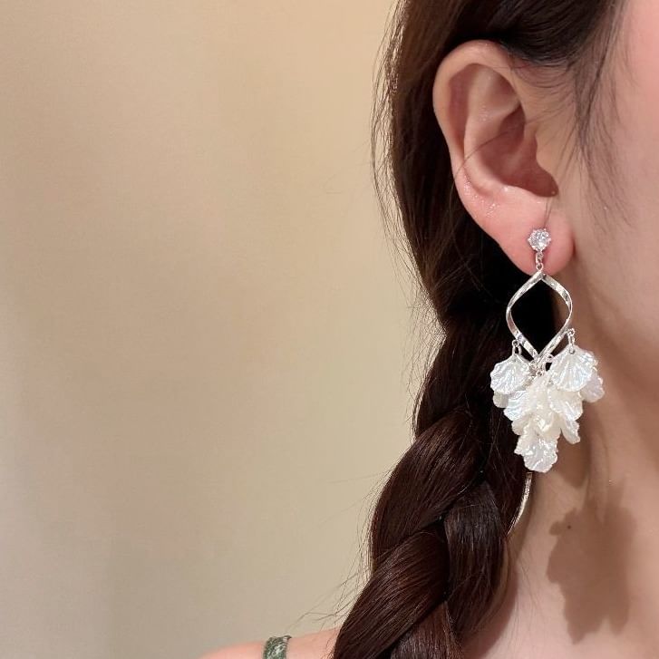Earring Chandelier Rhinestone Shell