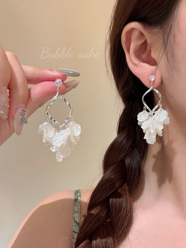 Earring Chandelier Rhinestone Shell