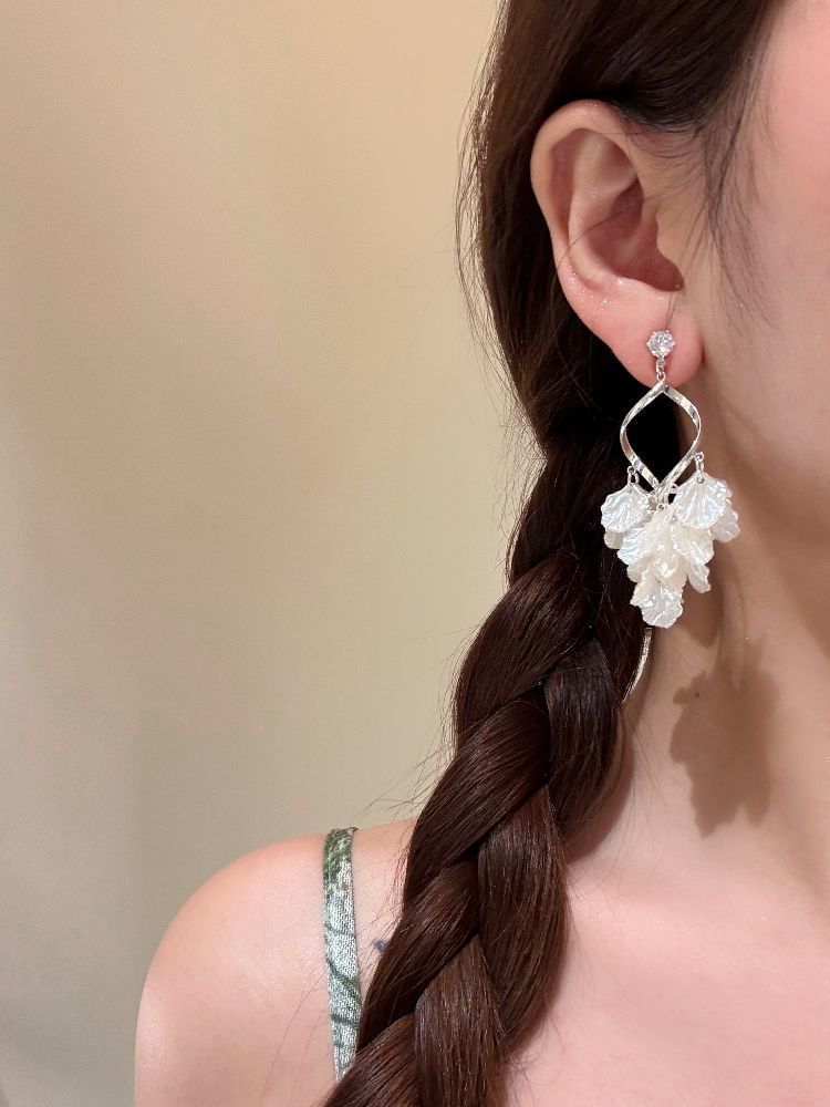 Earring Chandelier Rhinestone Shell