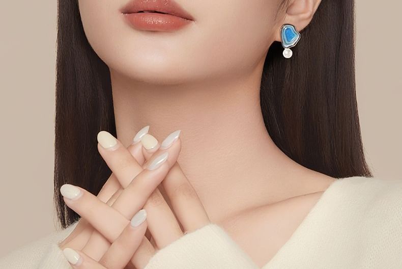 Glitter Faux Asymmetrical Pearl Earring Drop