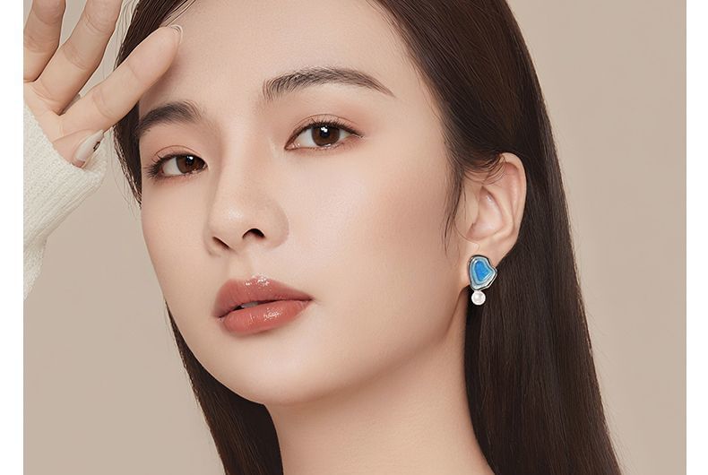Glitter Faux Asymmetrical Pearl Earring Drop