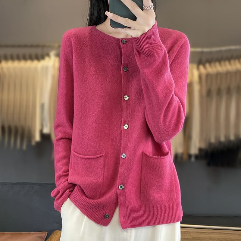 Plain Button-Up Cardigan