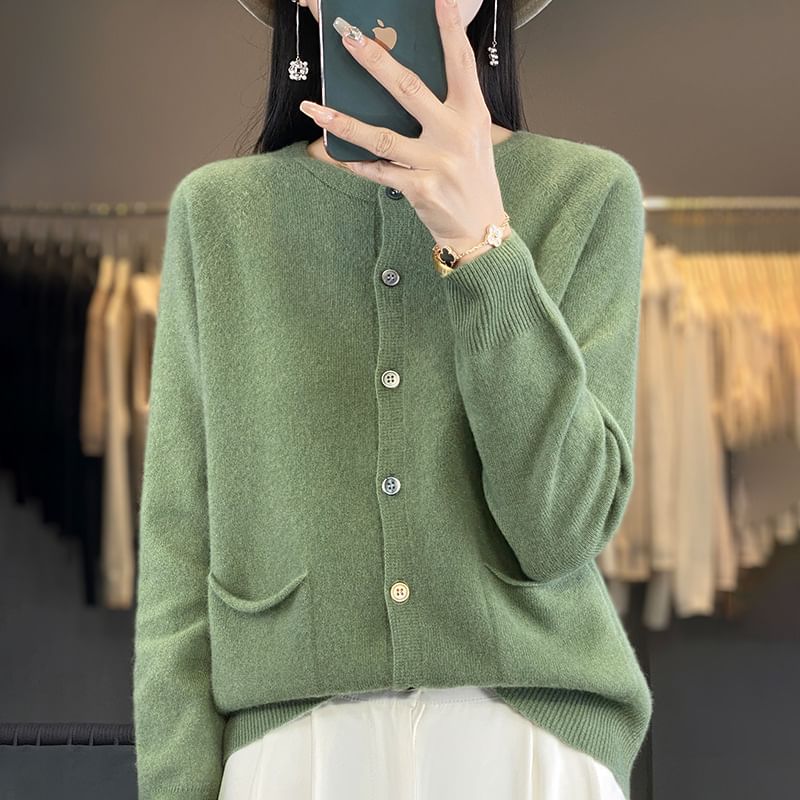 Plain Button-Up Cardigan
