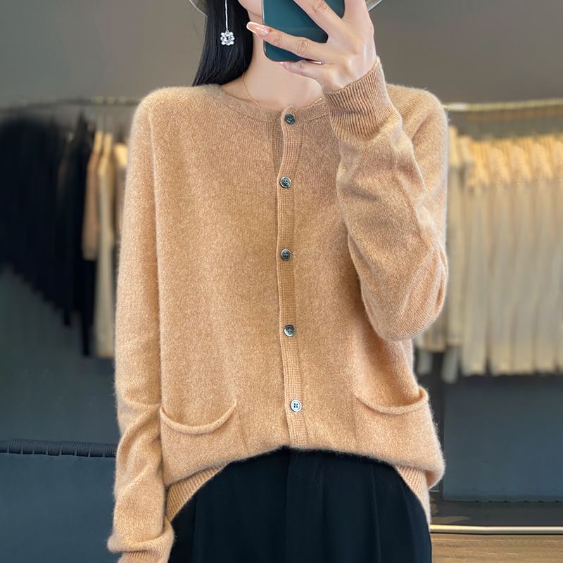 Plain Button-Up Cardigan