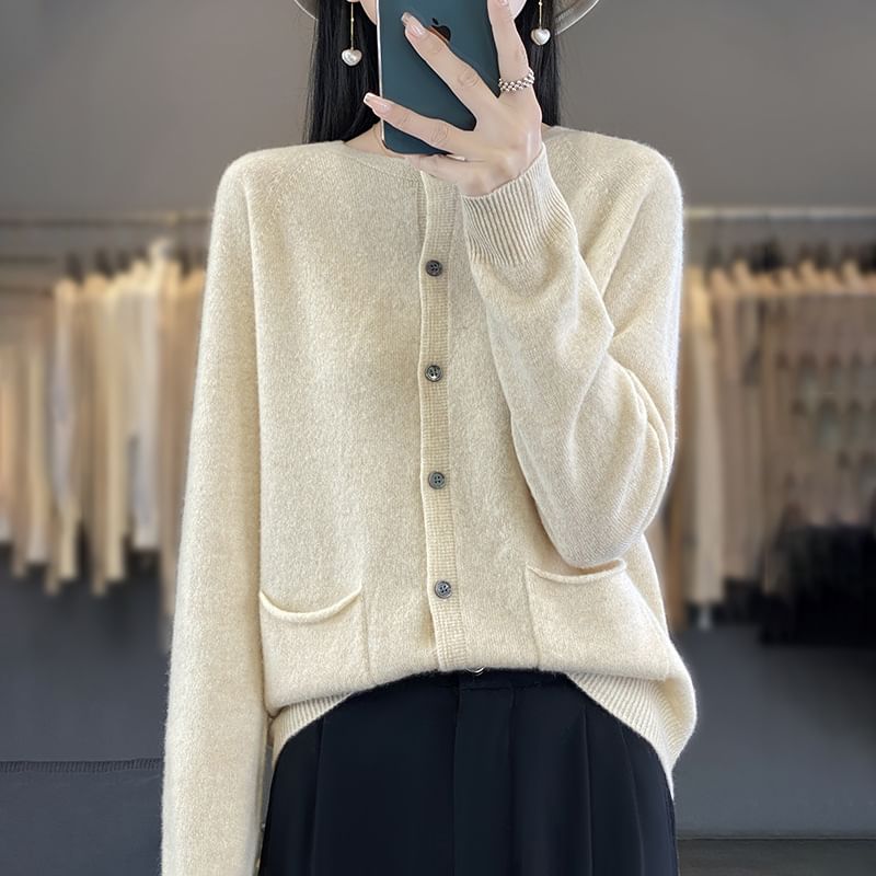 Plain Button-Up Cardigan