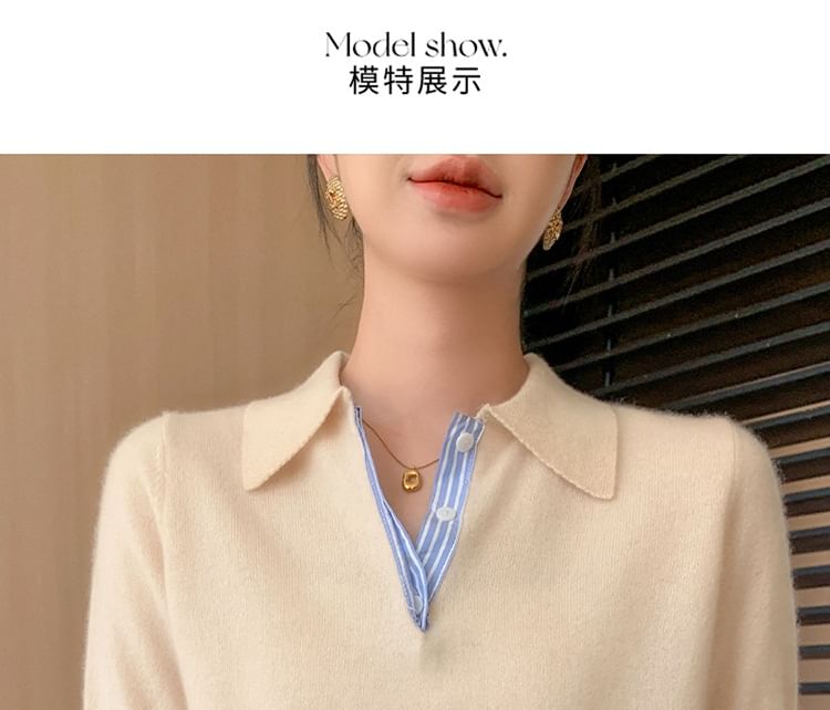 Short-Sleeve Plain Knit Polo Shirt