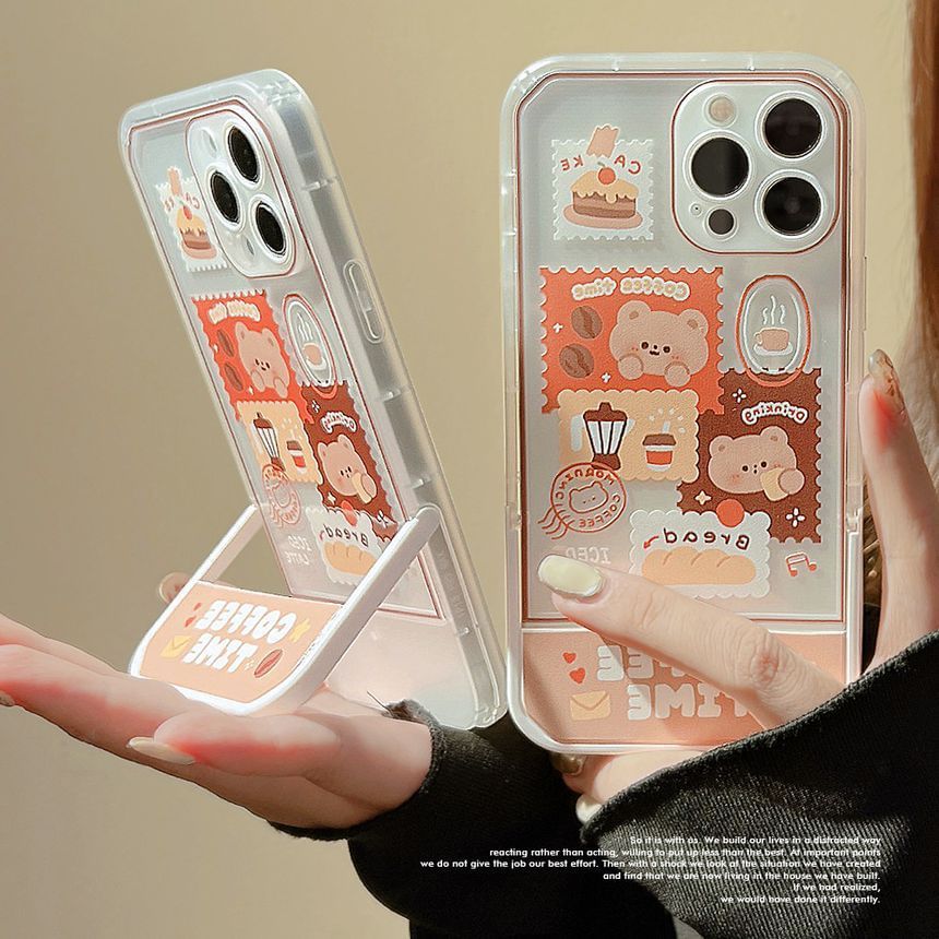 Bear Stand Transparent Phone Case