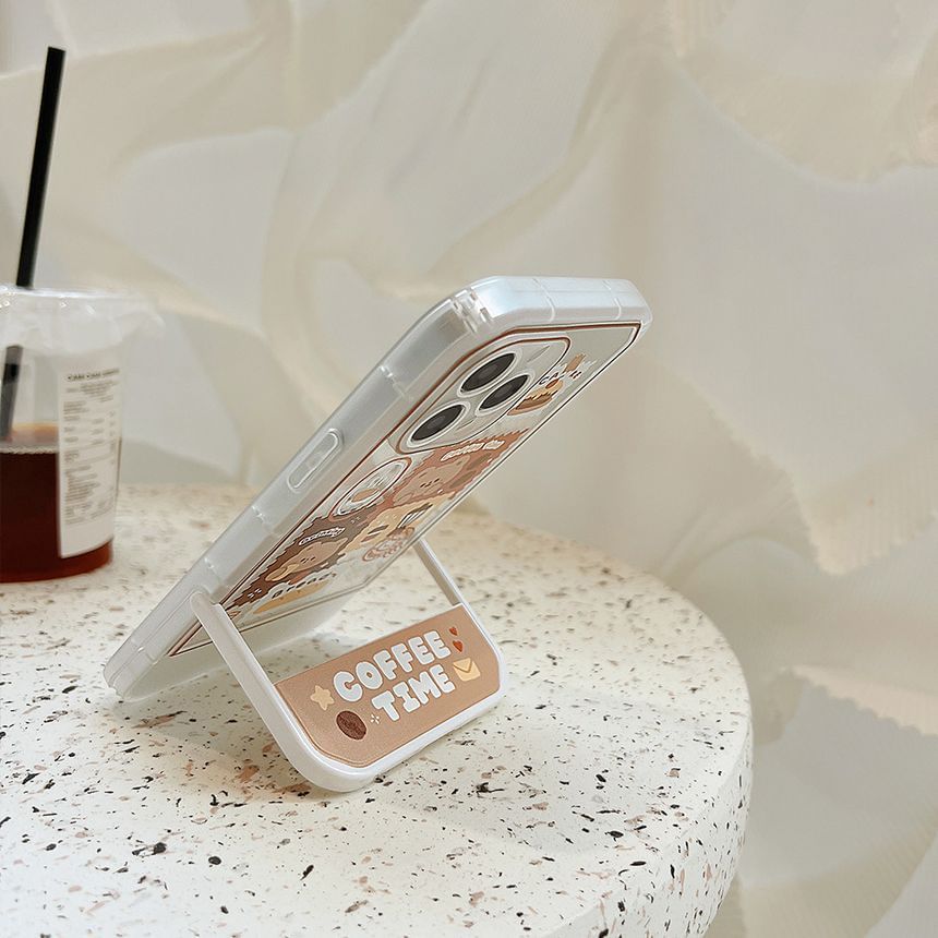 Bear Stand Transparent Phone Case