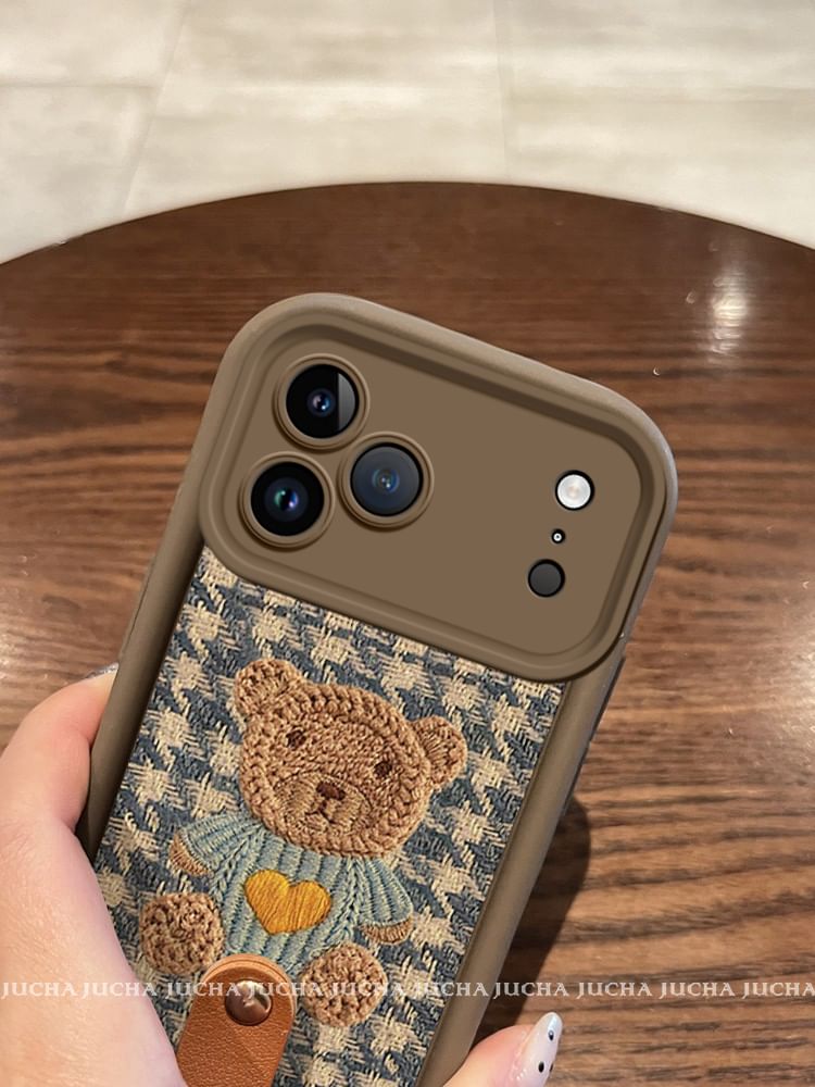 Bear Houndstooth Phone Case / Strap / Set