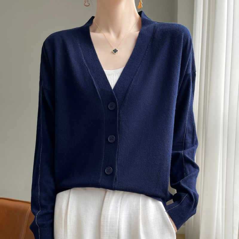 V-Neck Plain Cardigan