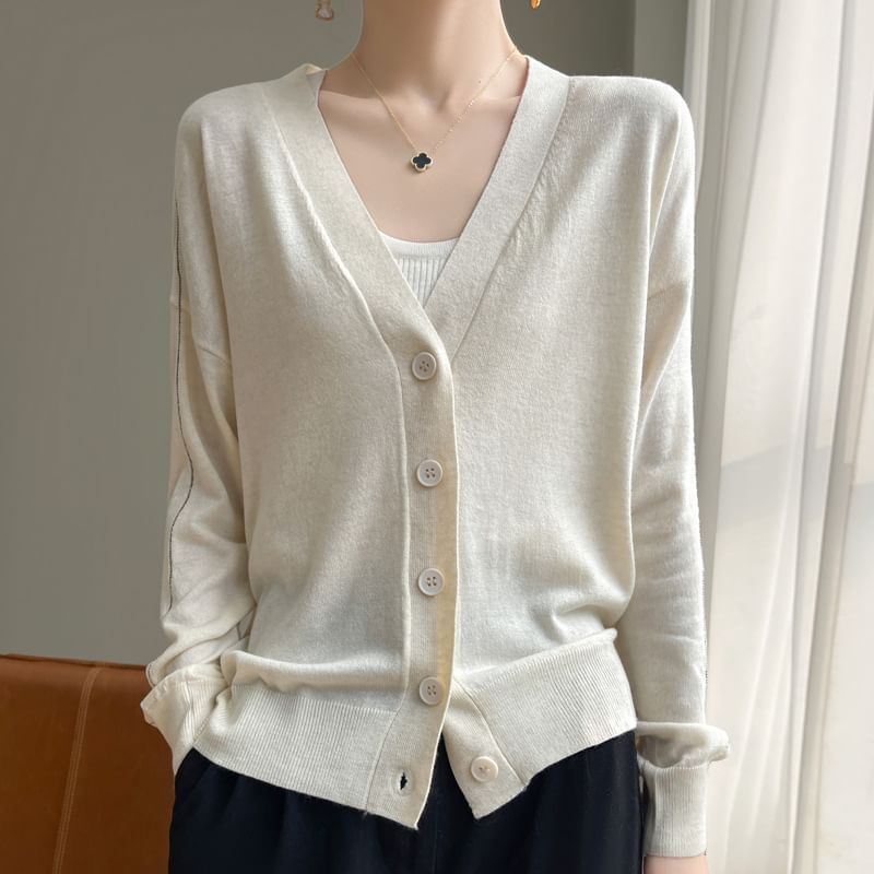 V-Neck Plain Cardigan