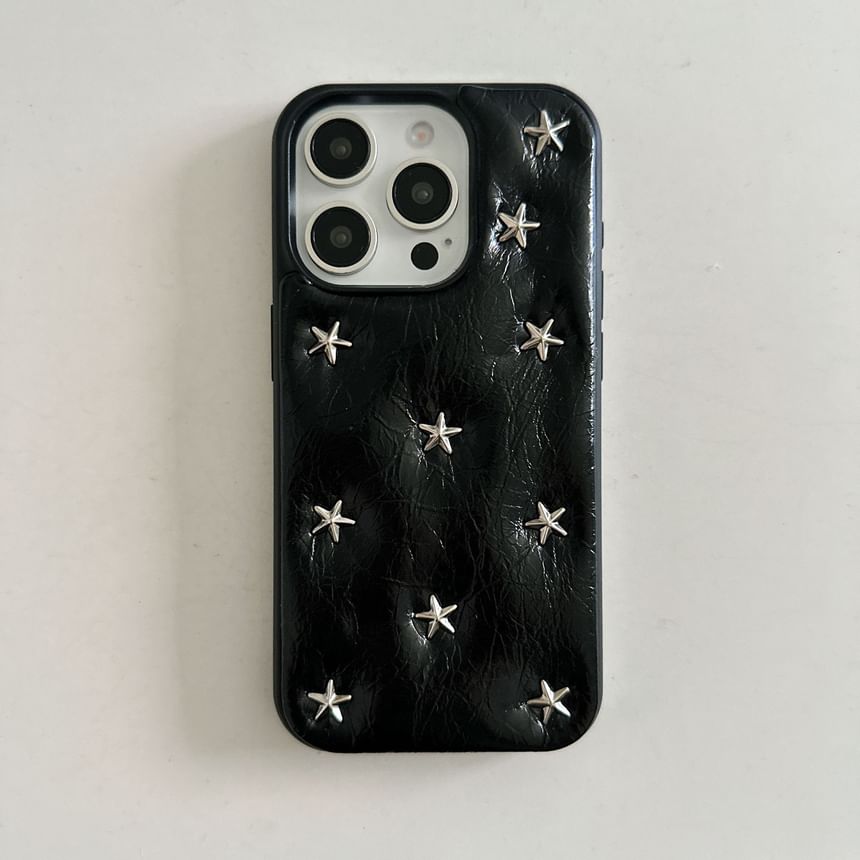 Star Studded Faux Leather Phone Case / Strap / Set