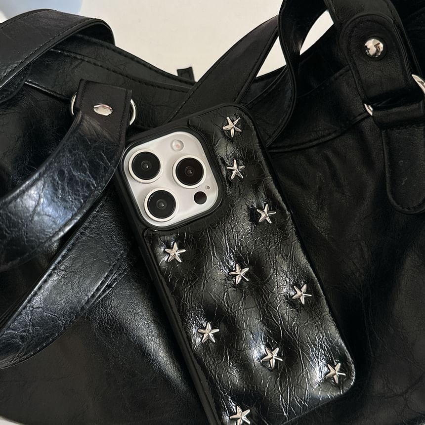 Star Studded Faux Leather Phone Case / Strap / Set