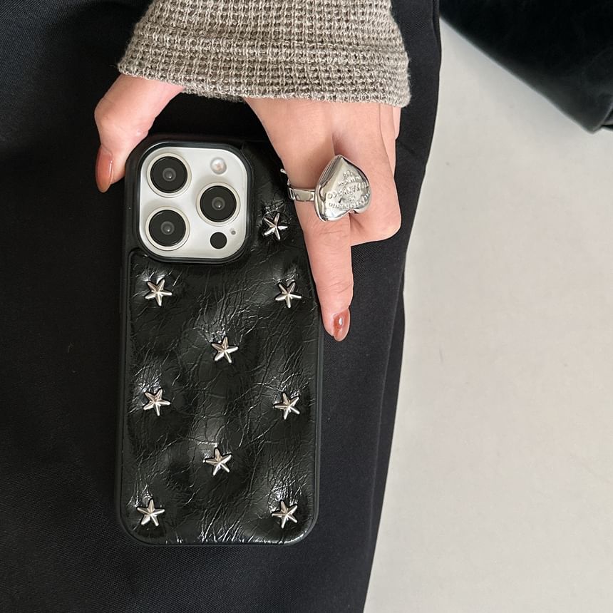 Star Studded Faux Leather Phone Case / Strap / Set