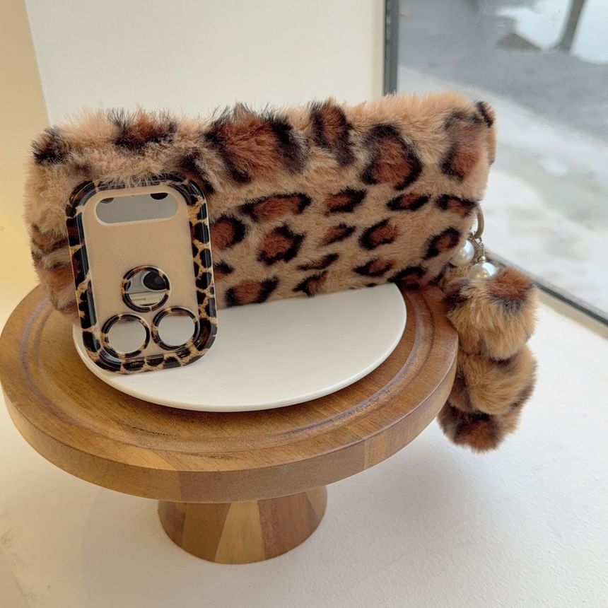 Leopard Print Chenille Phone Case / Strap / Set