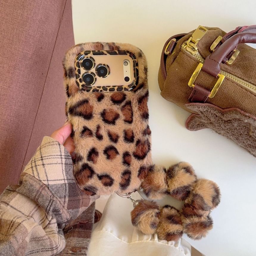 Leopard Print Chenille Phone Case / Strap / Set