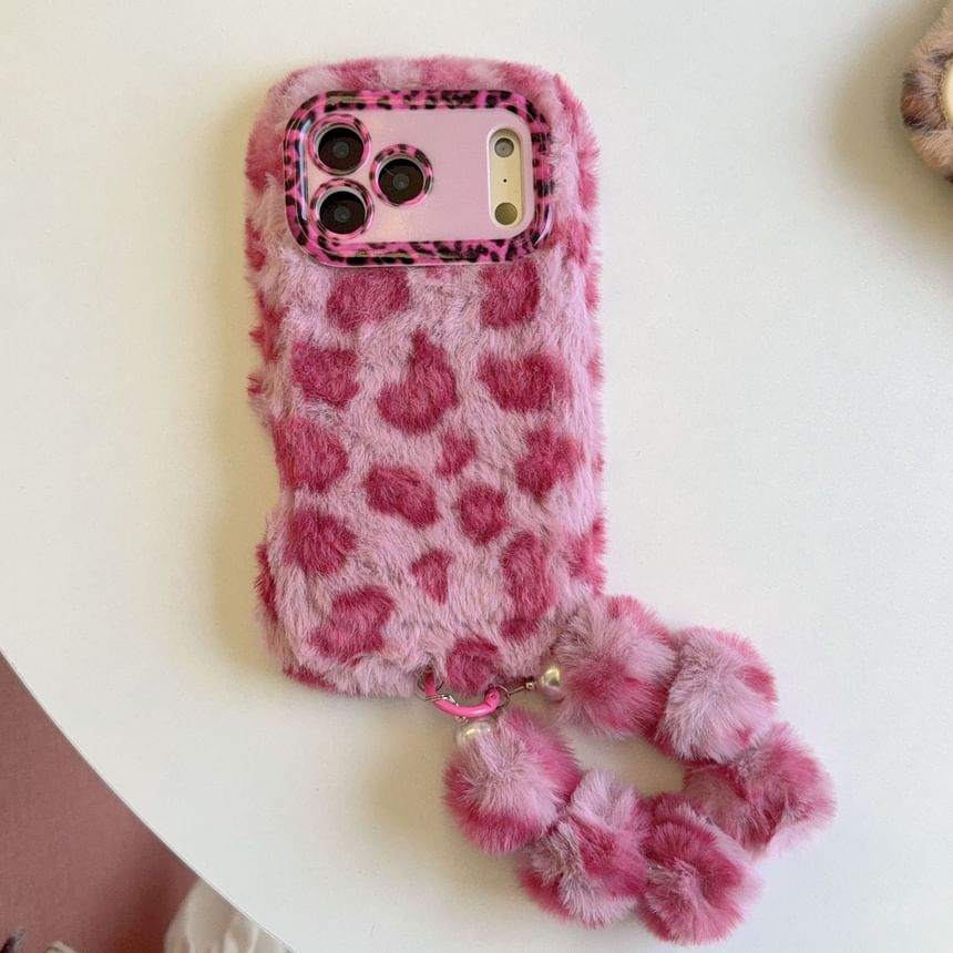 Leopard Print Chenille Phone Case / Strap / Set