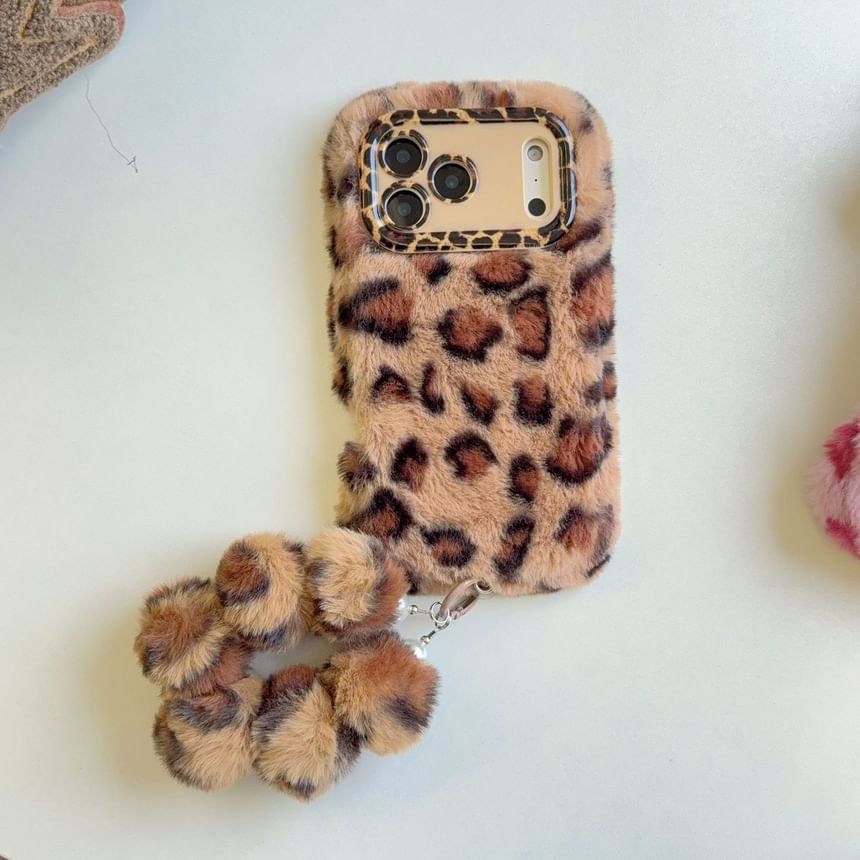 Leopard Print Chenille Phone Case / Strap / Set