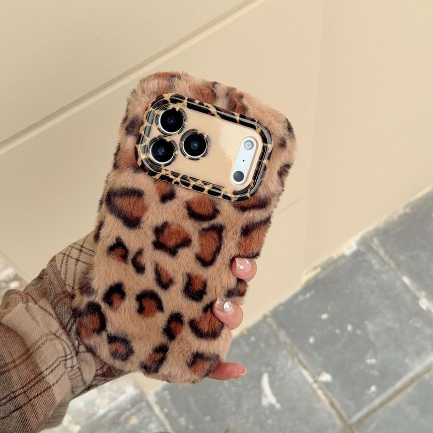 Leopard Print Chenille Phone Case / Strap / Set