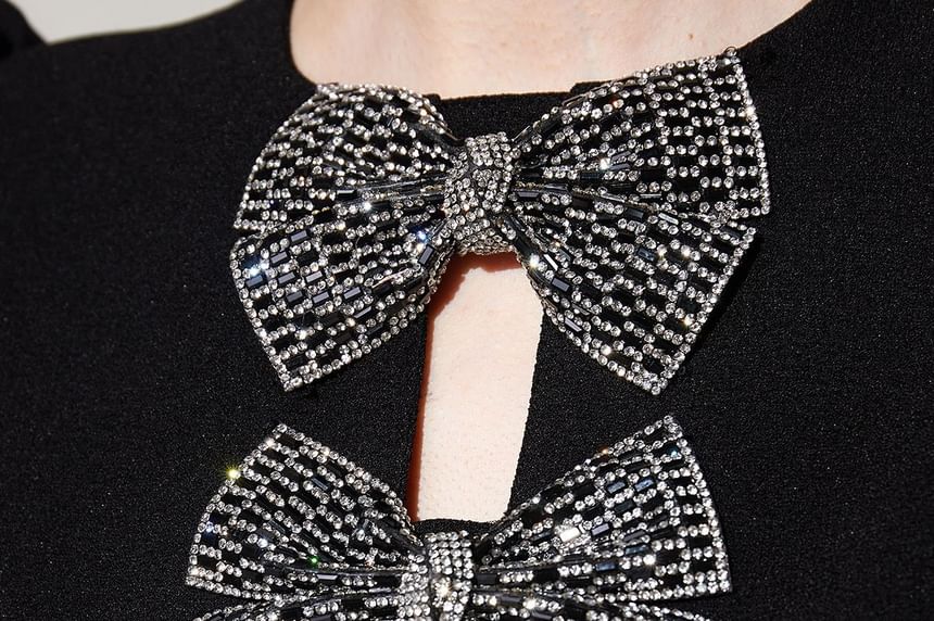 Short-Sleeve Bow Accent Mini A-Line Dress