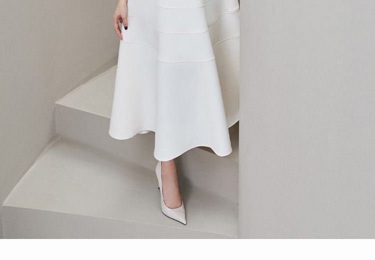 Sleeveless Rhinestone Plain Maxi A-Line Dress