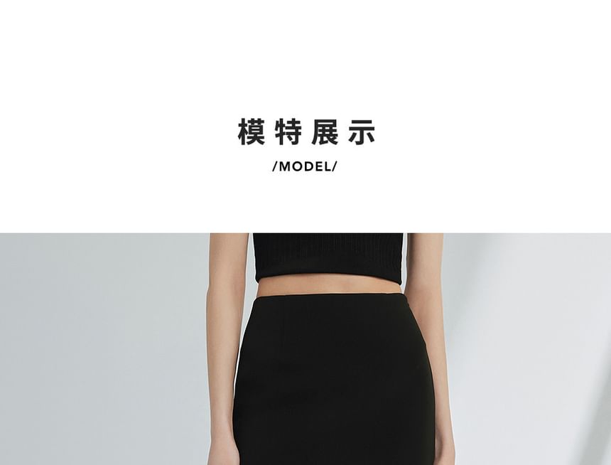 High Rise Two Tone Midi Pencil Skirt