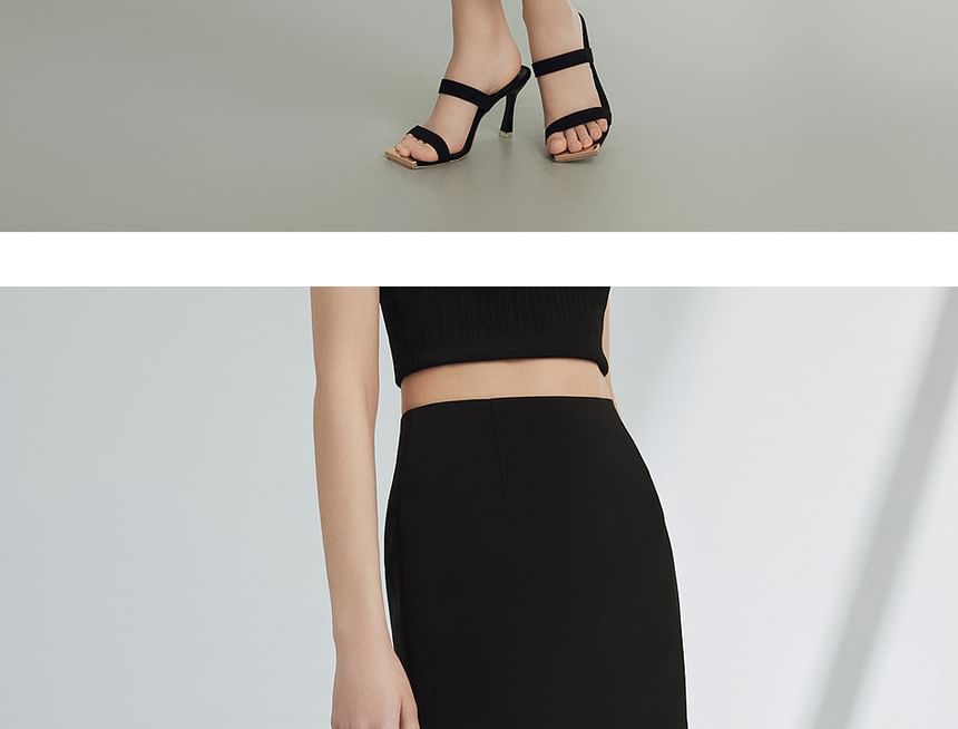 High Rise Two Tone Midi Pencil Skirt