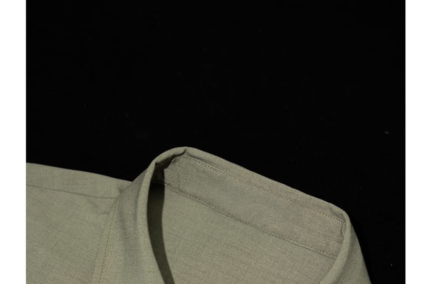 Long-Sleeve Plain Shirt / High Rise Loose Fit Suit Pants