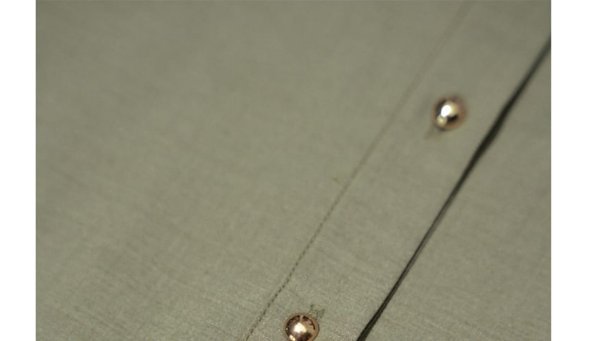 Long-Sleeve Plain Shirt / High Rise Loose Fit Suit Pants