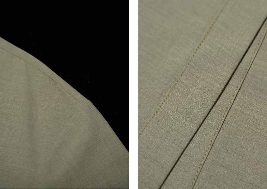 Long-Sleeve Plain Shirt / High Rise Loose Fit Suit Pants