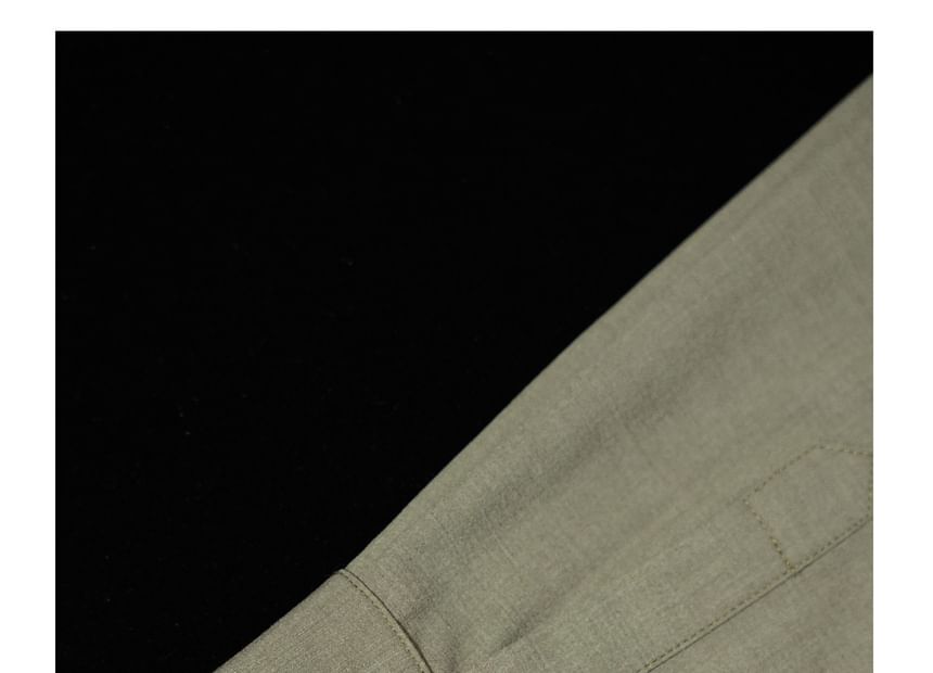 Long-Sleeve Plain Shirt / High Rise Loose Fit Suit Pants