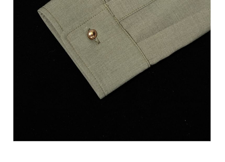 Long-Sleeve Plain Shirt / High Rise Loose Fit Suit Pants