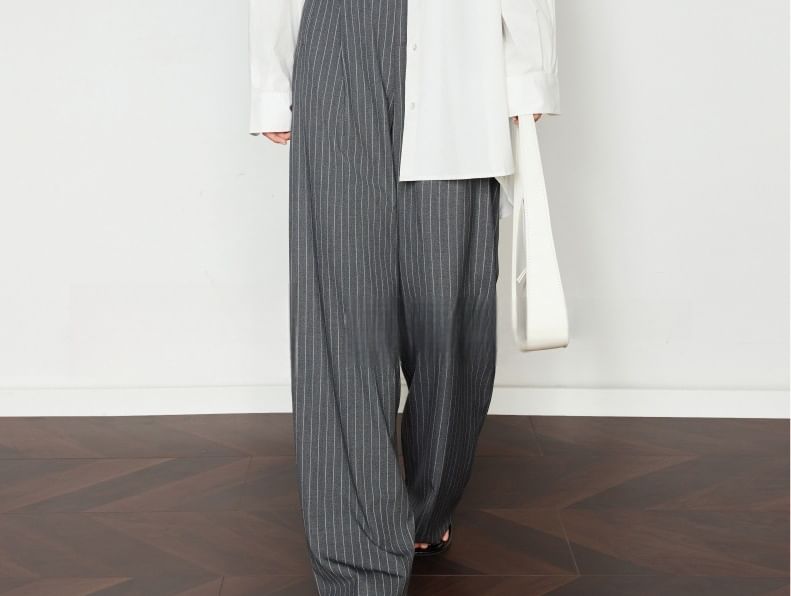 High Waist Striped Wide Leg Slacks