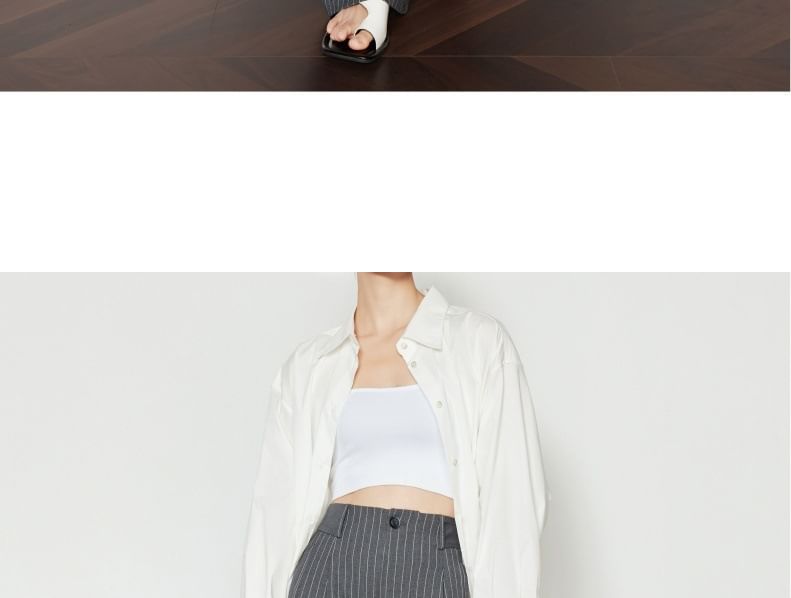 High Waist Striped Wide Leg Slacks