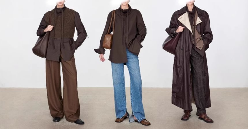 Long-Sleeve Band Collar Plain Drawstring Shirt