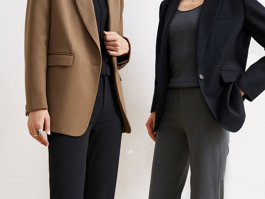 Mid Rise Plain Bootcut Suit Pants