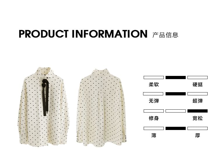 Long-Sleeve Band Collar Dotted Flower Accent Blouse / High Rise Pencil Skirt