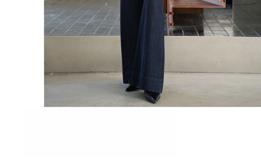 Long-Sleeve Tie-Neck Plain Blouse