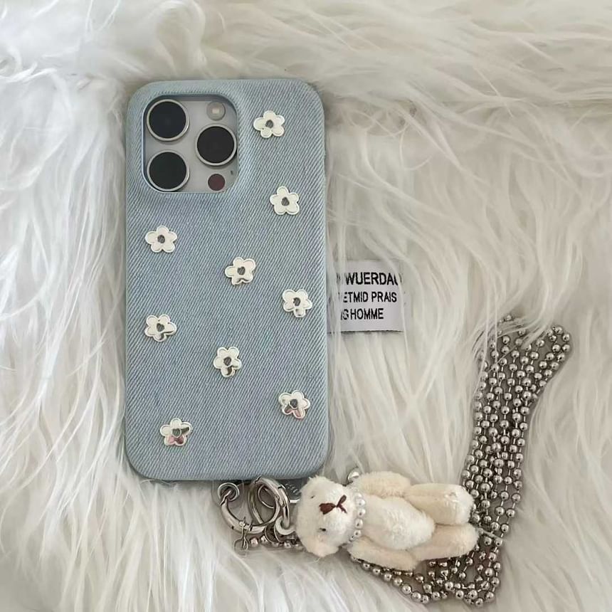 Floral Denim Phone Case / Lanyard / Set