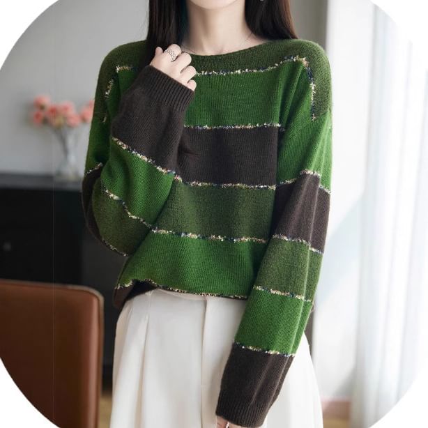 Boat Neck Sequin Sweater