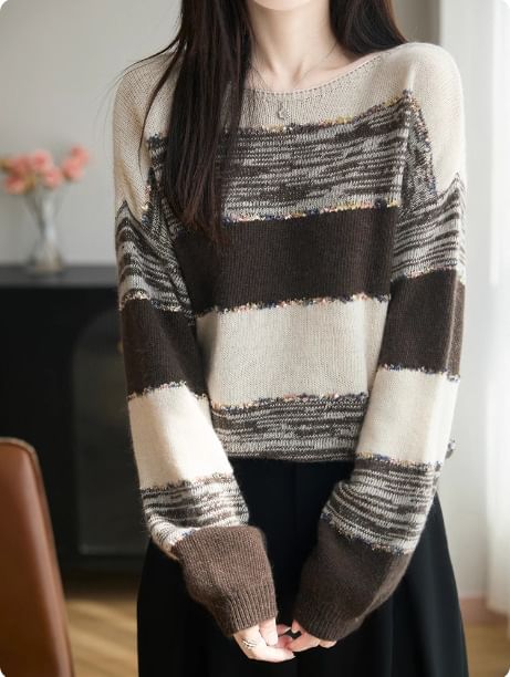 Boat Neck Sequin Sweater