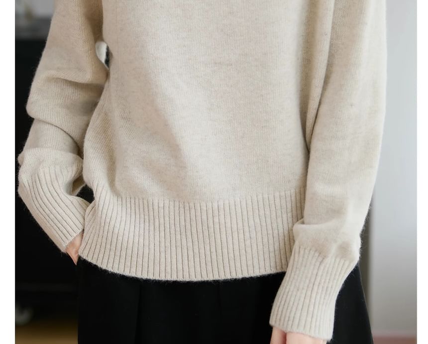 Boat Neck Plain Asymmetrical Sweater