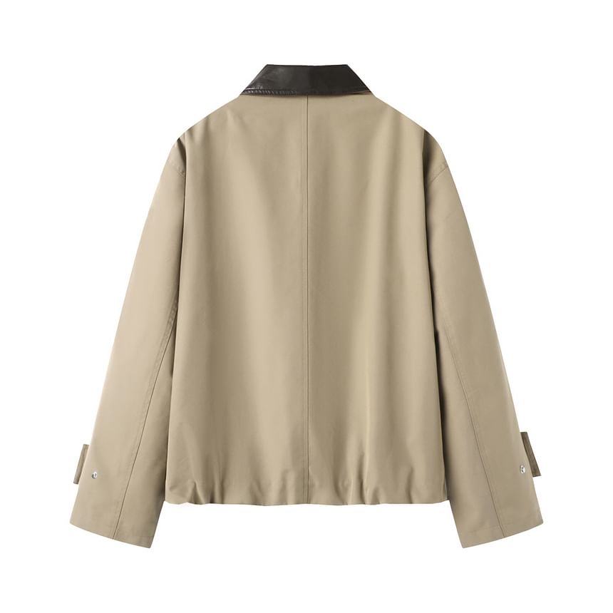 Contrast Collar Zip Barn Jacket