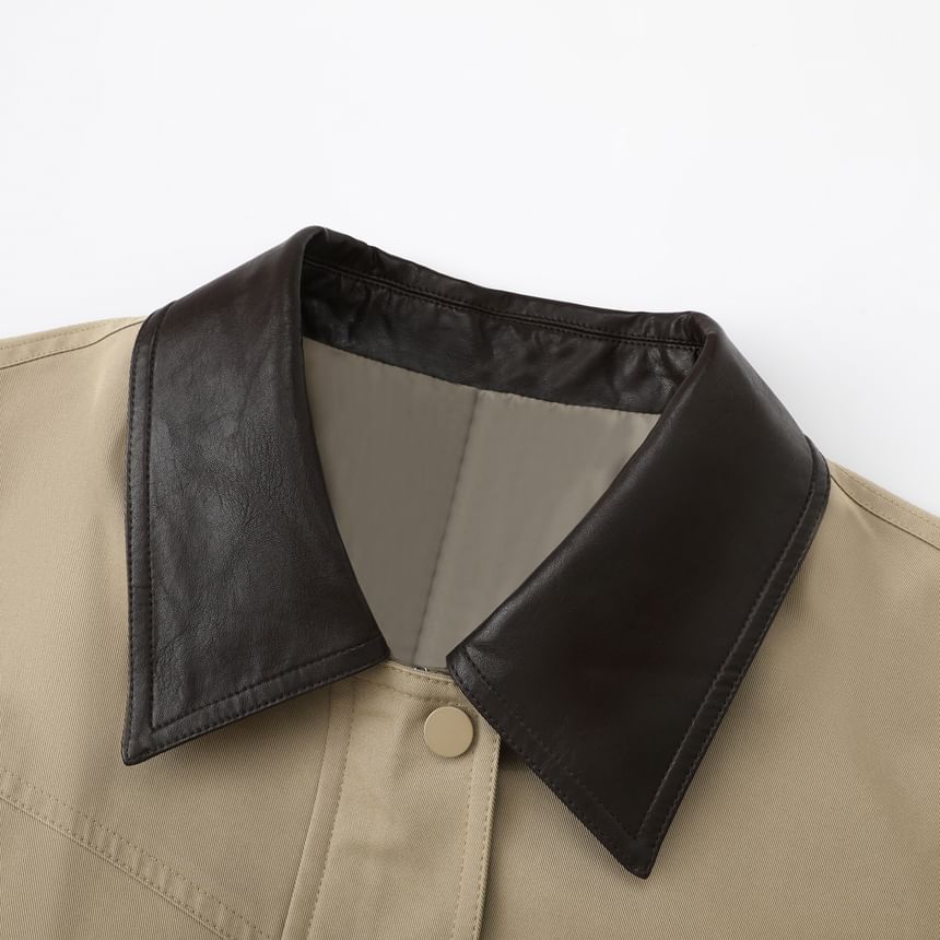 Contrast Collar Zip Barn Jacket