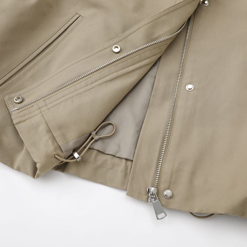 Contrast Collar Zip Barn Jacket