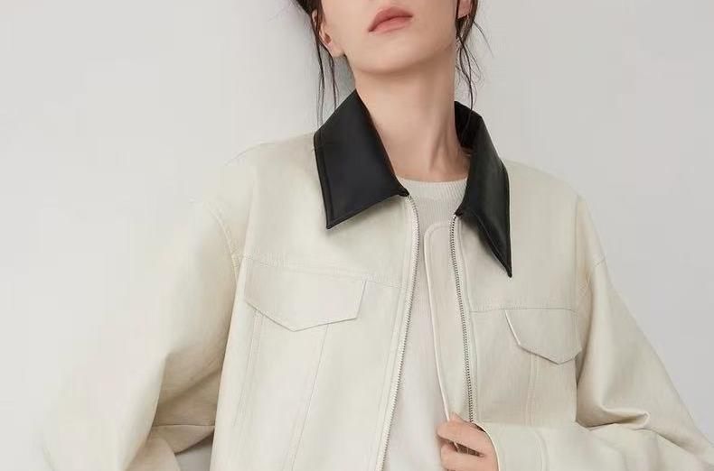 Contrast Collar Zip Jacket