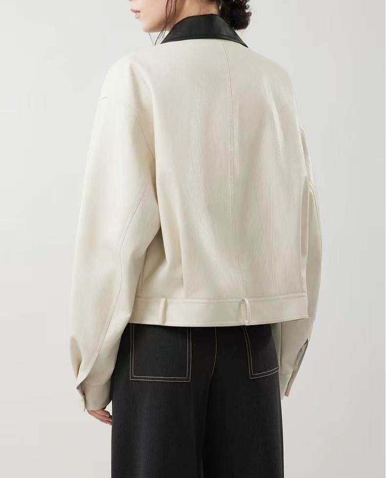Contrast Collar Zip Jacket
