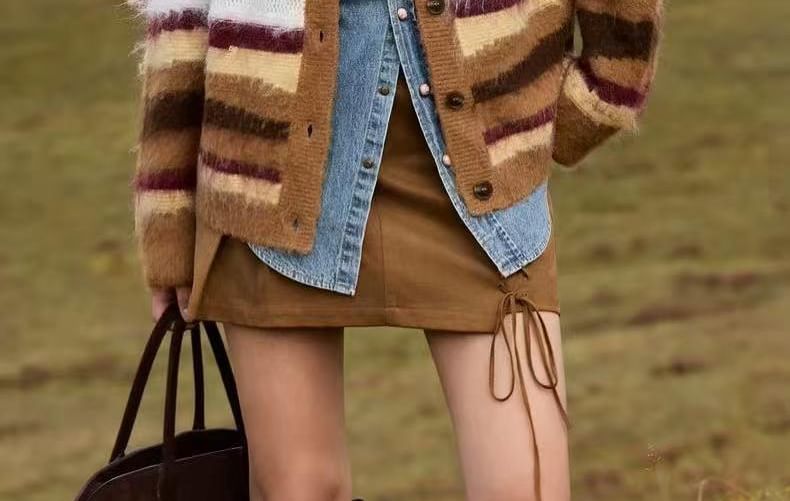 V-Neck Color Block Cardigan