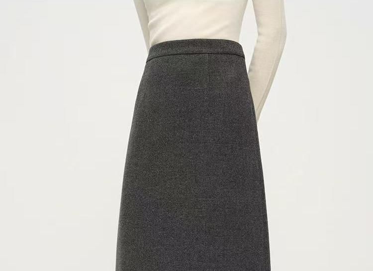 High Waist Melange Midi Straight Knit Skirt
